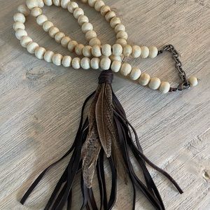 Wood Bead Tassel Necklace